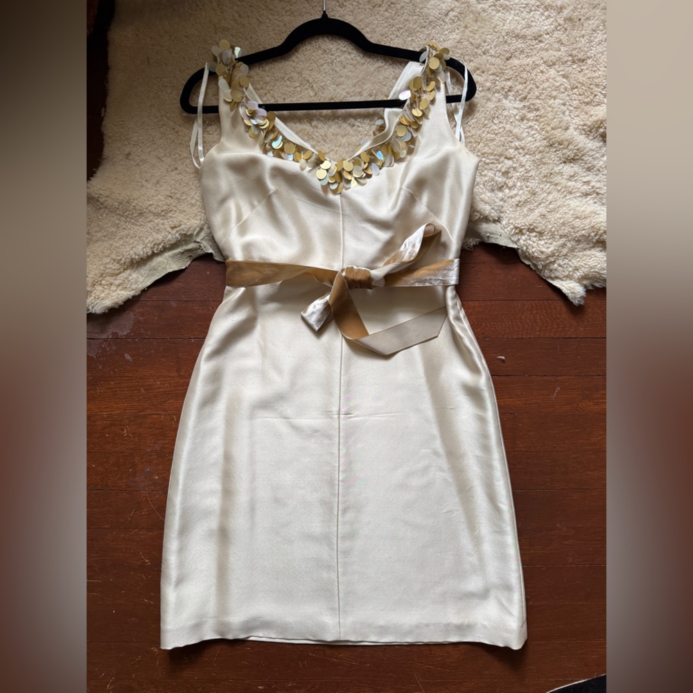 Banana Republic Cream Midi Dress with Gold Accents - Picture 4 of 11